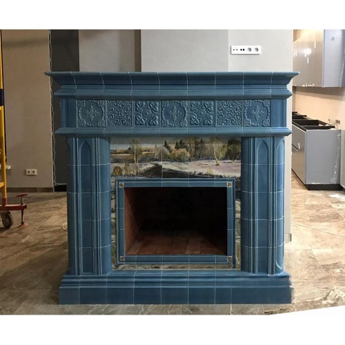 Дровяной каминный портал. Ручная роспись 2512 производитель Ceramica