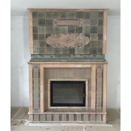Дровяной открытый камин в облицовке коллекции Арт Деко. производитель Ceramica
