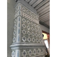 Пристенный изразцовый камин "Элеганс 20x20" в пастельной росписи