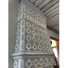 Пристенный изразцовый камин "Элеганс 20x20" в пастельной росписи