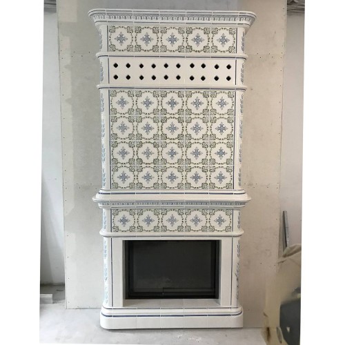 Пристенный изразцовый камин "Элеганс 20x20" в пастельной росписи производитель Ceramica