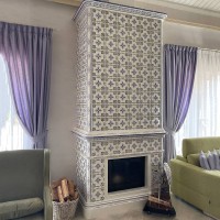 Современный изразцовый камин Элеганс с росписью