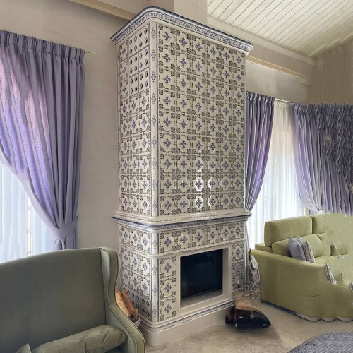 Современный изразцовый камин Элеганс с росписью производитель Ceramica