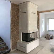 Современный изразцовый камин Сохо с широким нижним подиумом