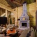 Открытая топка в облицовке расписными изразцами под гжель производитель Ceramica