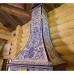 Открытая топка в облицовке расписными изразцами под гжель производитель Ceramica