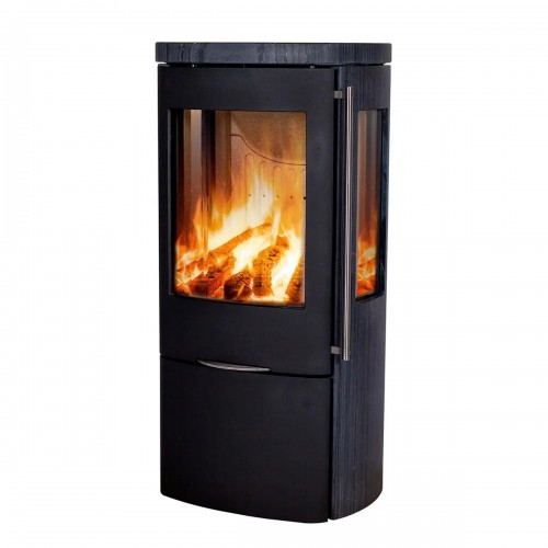 Печь-камин Jydepejsen Senza Dark Sandstone Sideglass производитель Jydepejsen