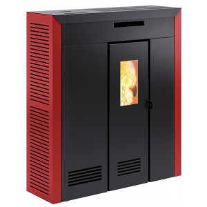 Печь-камин Invicta Daglan 9 Pellet Stove Красная с разводом тепла