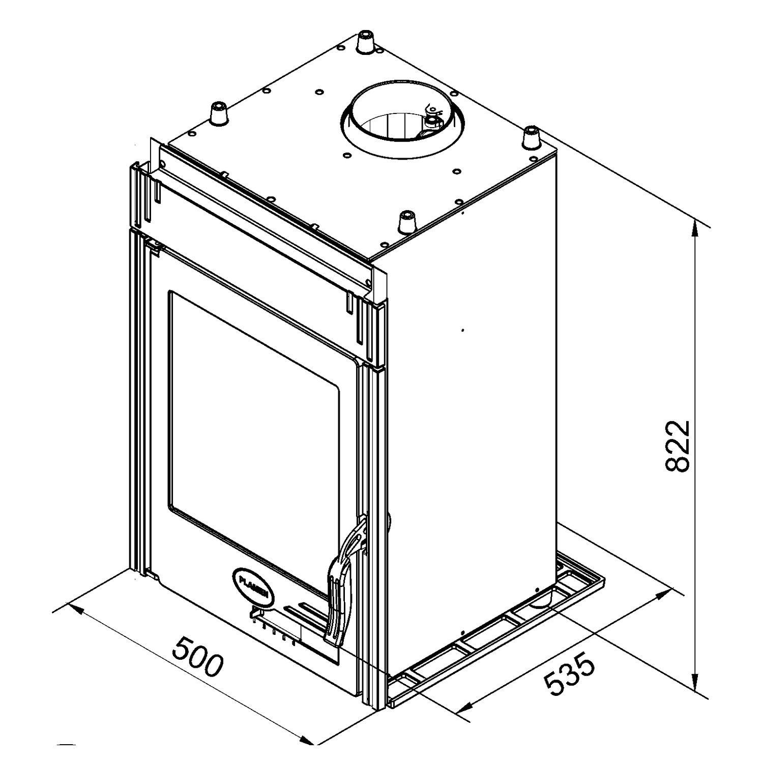Габаритный чертёж Plamen Vesta Insert